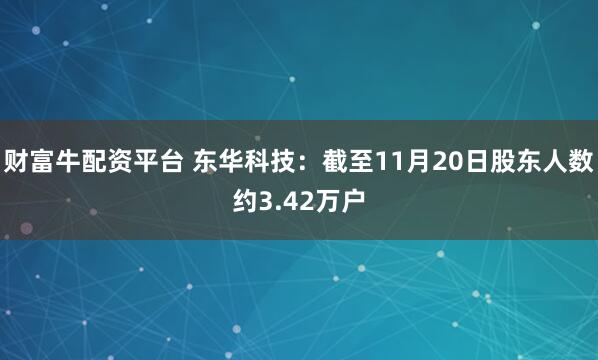 财富牛配资平台 东华科技：截至11月20日股东人数约3.42万户